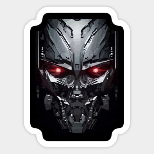 Robot Face Red Eyes Sticker